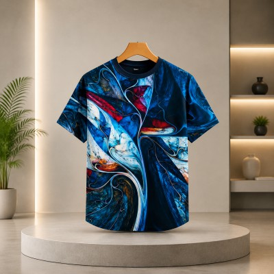 Mandala Printed Premium T-Shirt -ROYEL BLUE