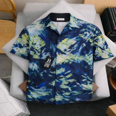 Quban Flow Printed Half Shirt ⭐-AQUA BLUE