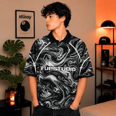 MARBLE DRIFT POLO _ BLACK