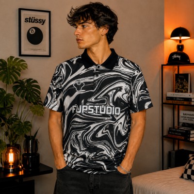 MARBLE DRIFT POLO _ BLACK